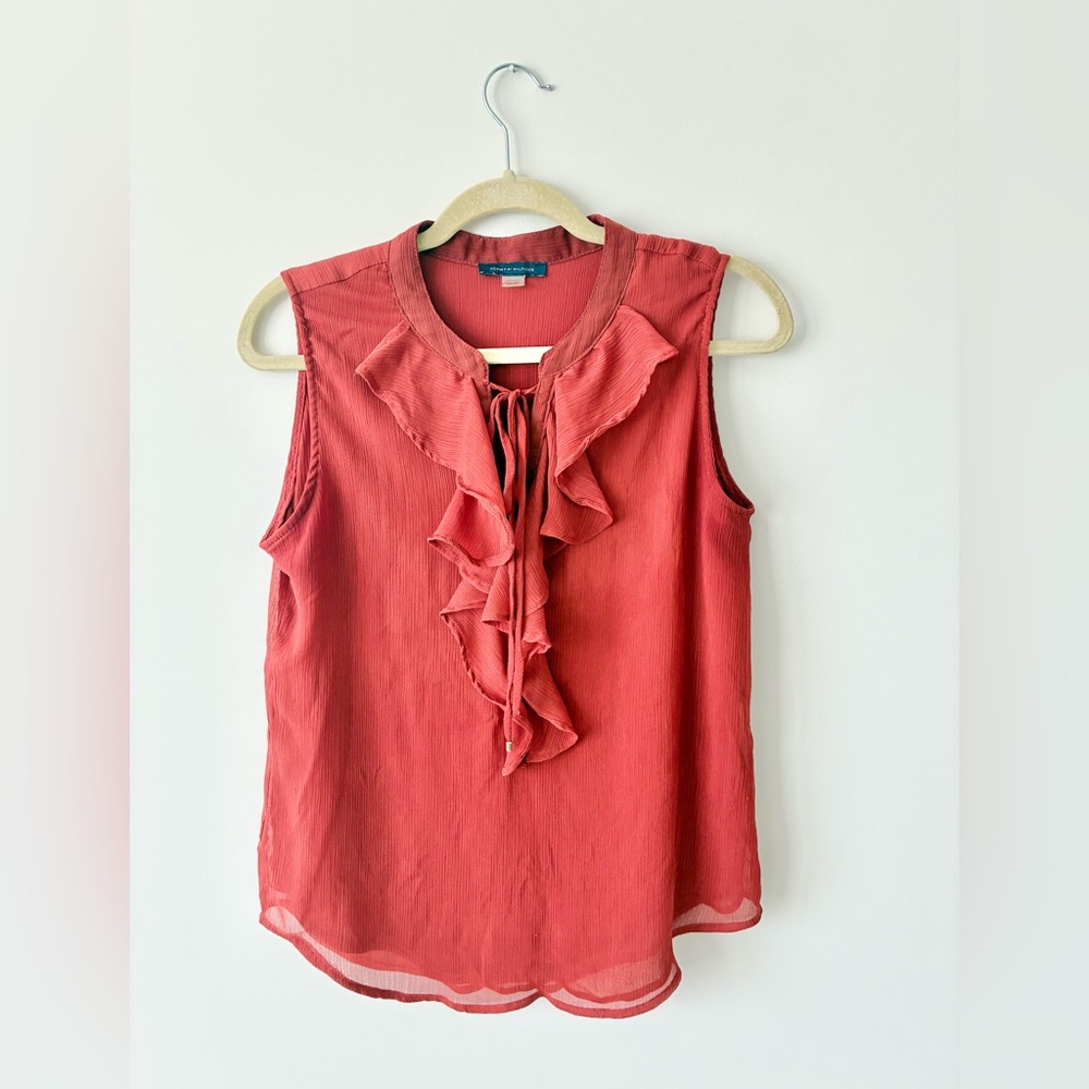 Tommy Hilfiger Red Ruffle Sleeveless Blouse Size M